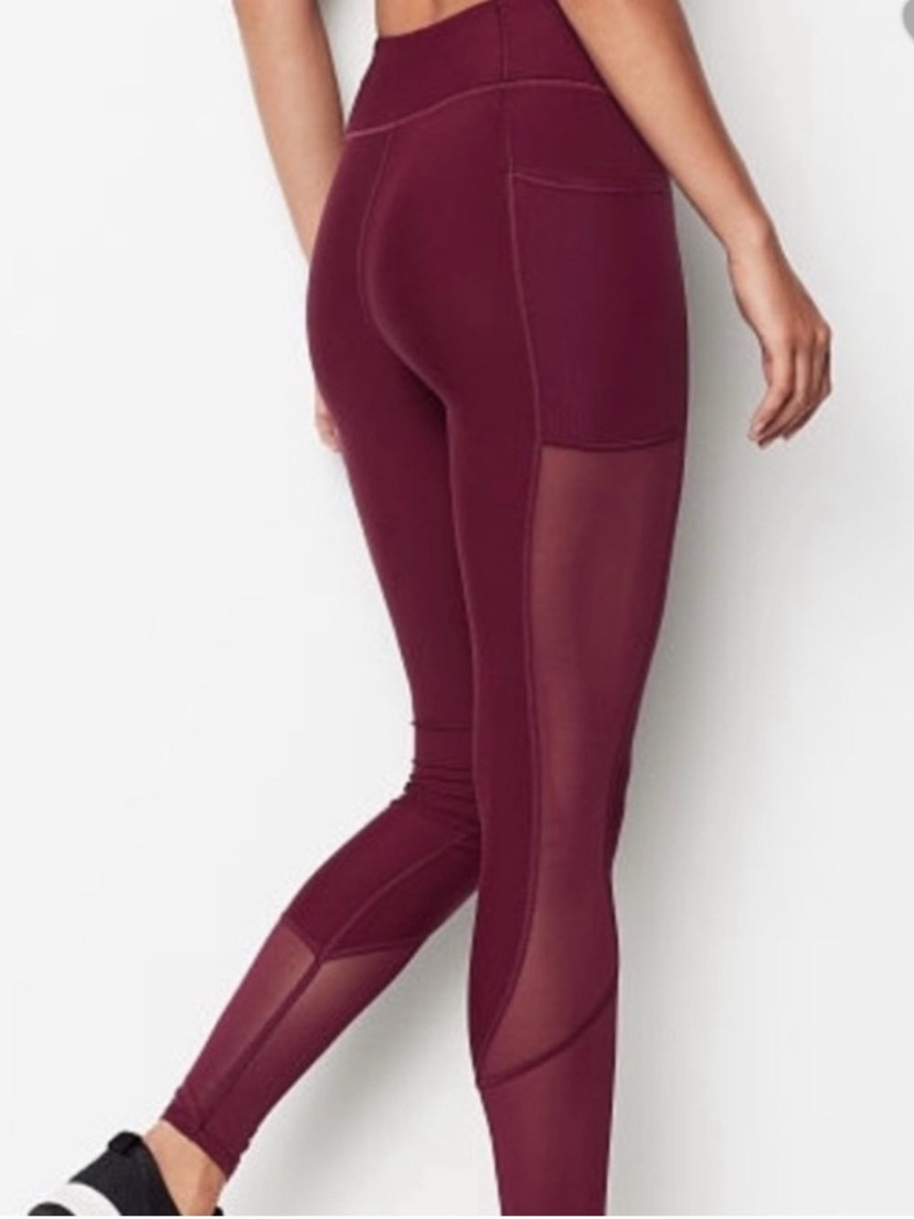 Victoria’s Secret Knockout Burgundy Mesh Leggings XS